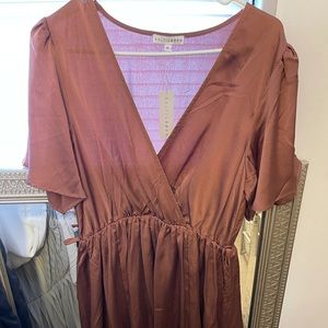 Bought before I was pregnant and dress is too large for me now! Beautiful color!